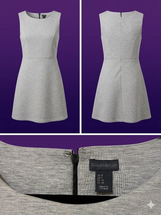Sleeveless Grey A-Line Dress - Picture 2 of 2
